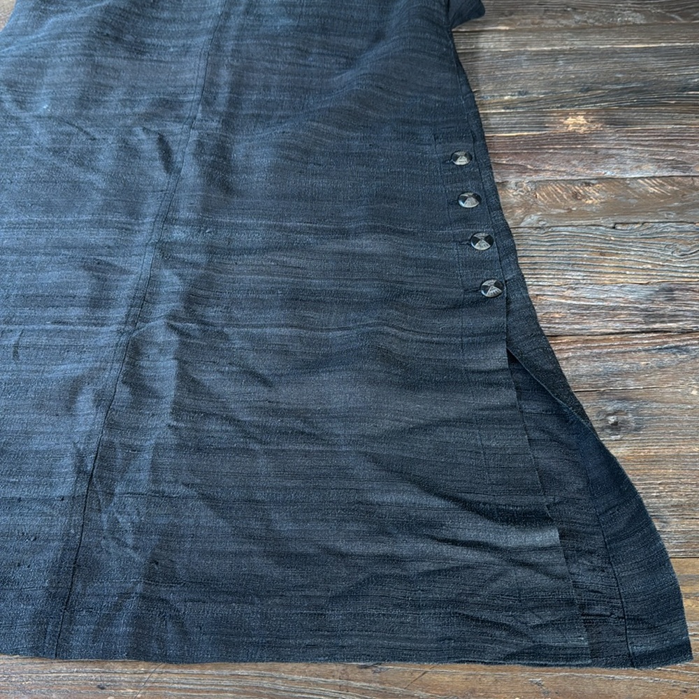 Eggplant Vintage black raw‎ silk side slit sleeveless maxi dress EUC size M - Picture 12 of 12